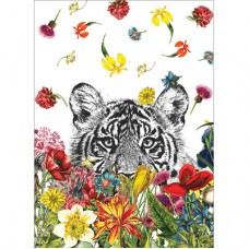 TREE FREE GREETING CARD WHITE TIGER FLOWERS